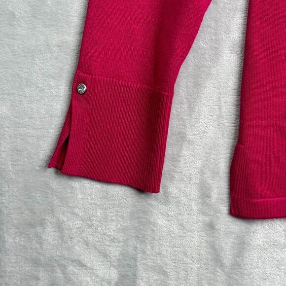 Chicos Sweater Womens Small Pink V Neck 3/4 Raglan Sleeve Rhinestone Thin Knit - Picture 3 of 11
